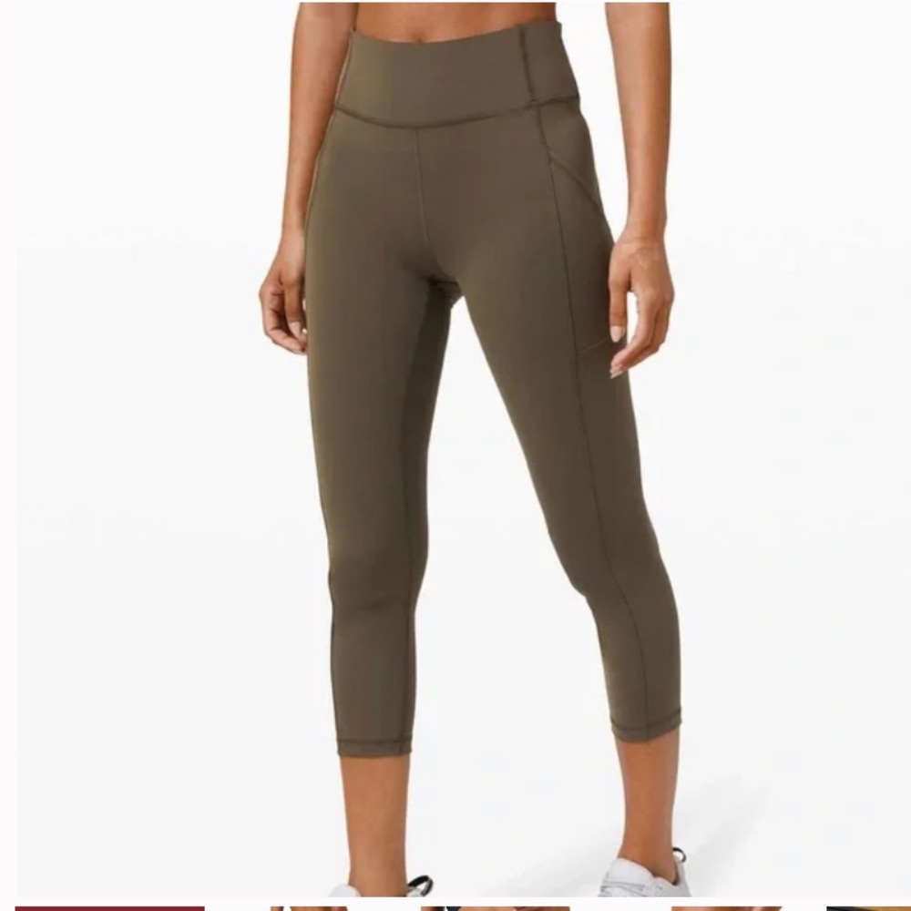 Lululemon Invigorate High-Rise Crop 23” Dark Olive Pocket Legging